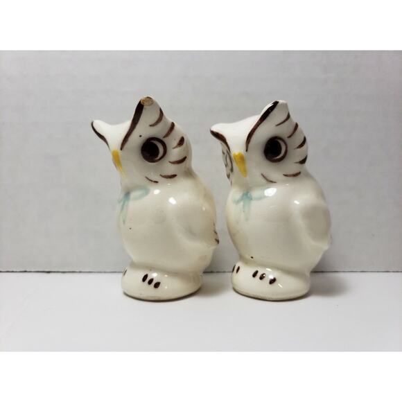 Vtg Shawne Ceramic Owl Salt & Pepper Shaker Set Handpainted Pottery - Picture 6 of 10